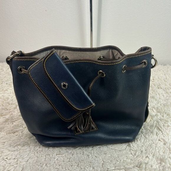 Dooney & Bourke Leather Drawstring Tie Bucket Bag w/ Attached Coin Purse - Picture 8 of 15